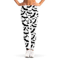 White And Black Halloween Bat Print Women's Leggings