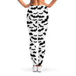 White And Black Halloween Bat Print Women's Leggings