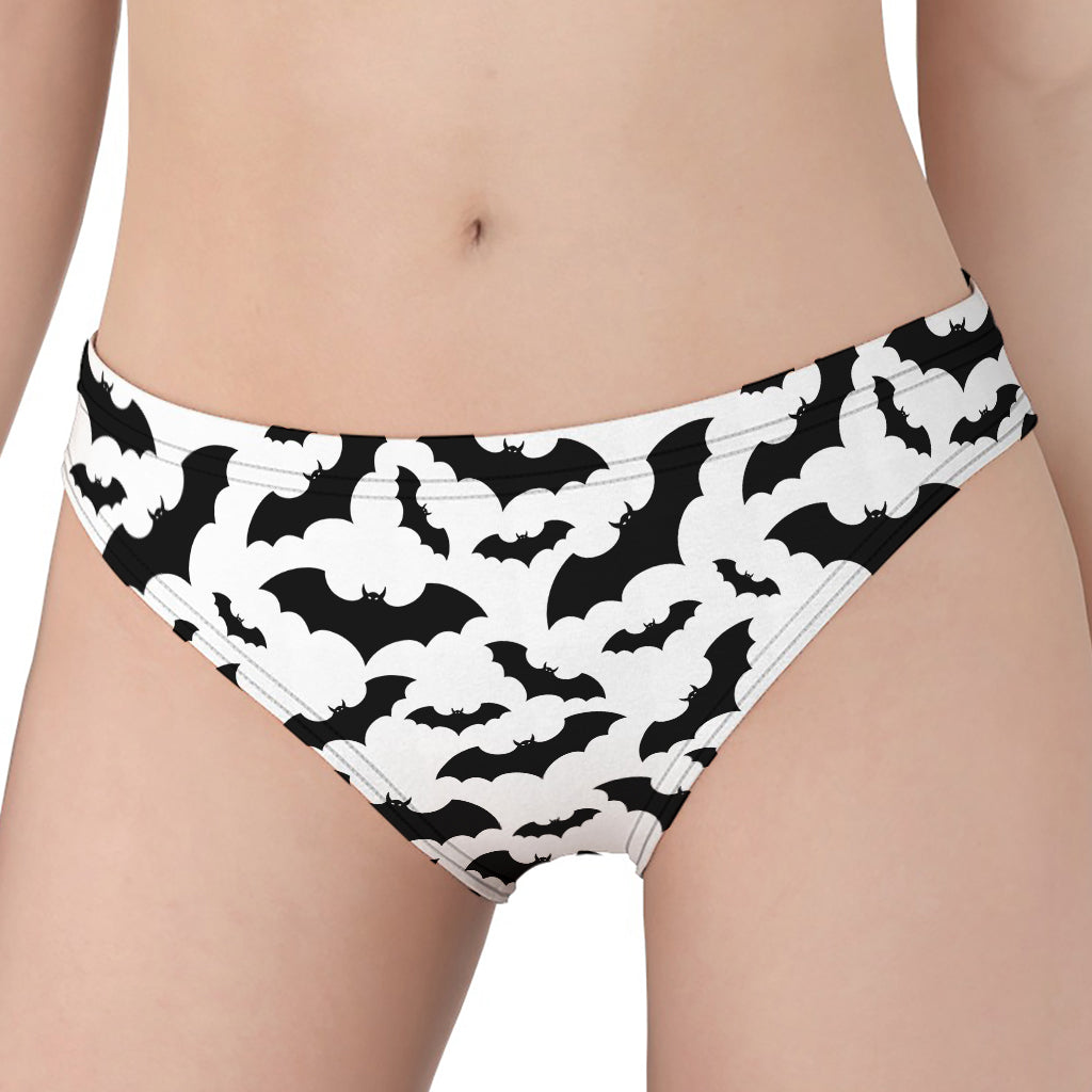 White And Black Halloween Bat Print Women's Panties