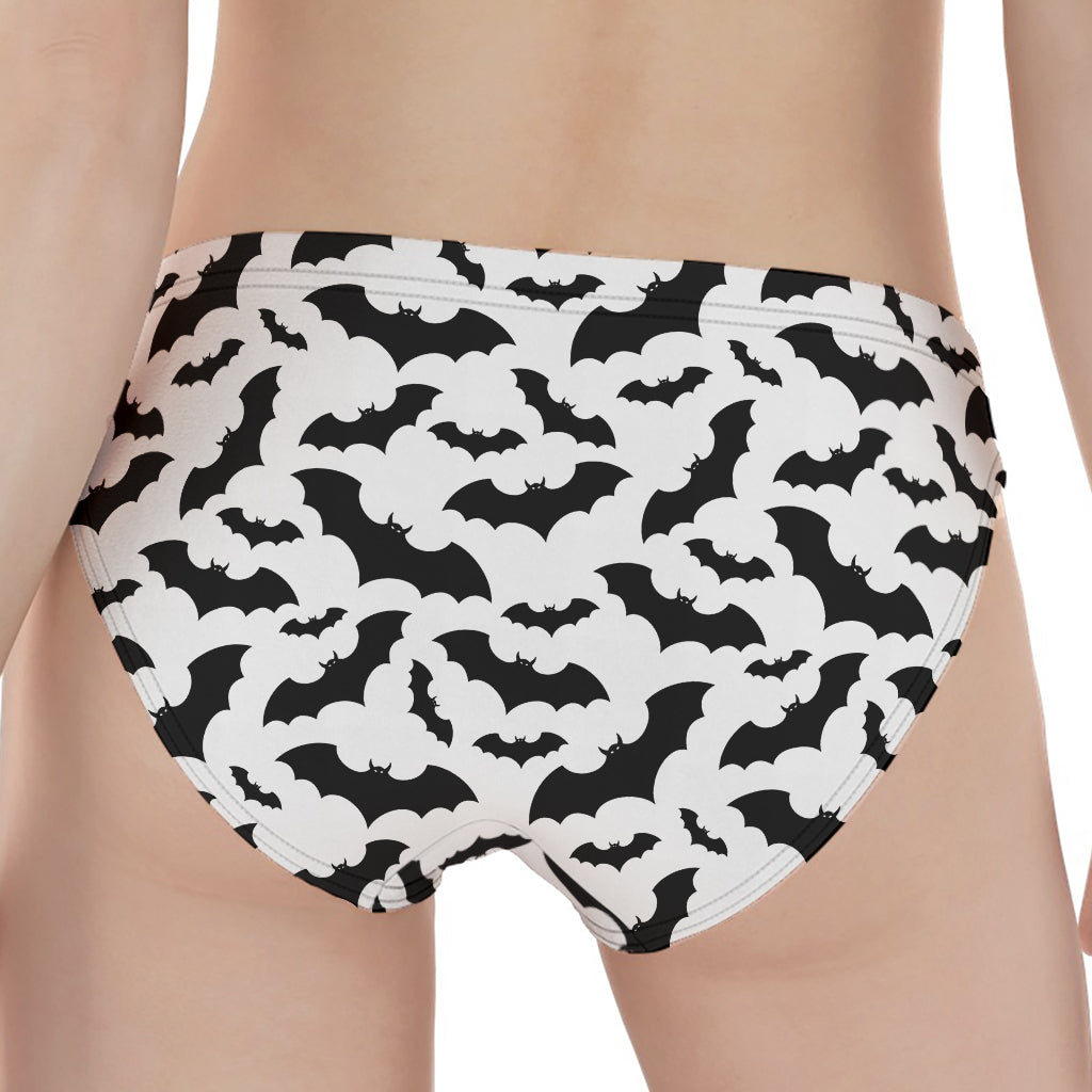 White And Black Halloween Bat Print Women's Panties