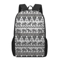 White And Black Indian Elephant Print 17 Inch Backpack