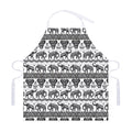 White And Black Indian Elephant Print Adjustable Apron