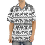 White And Black Indian Elephant Print Aloha Shirt