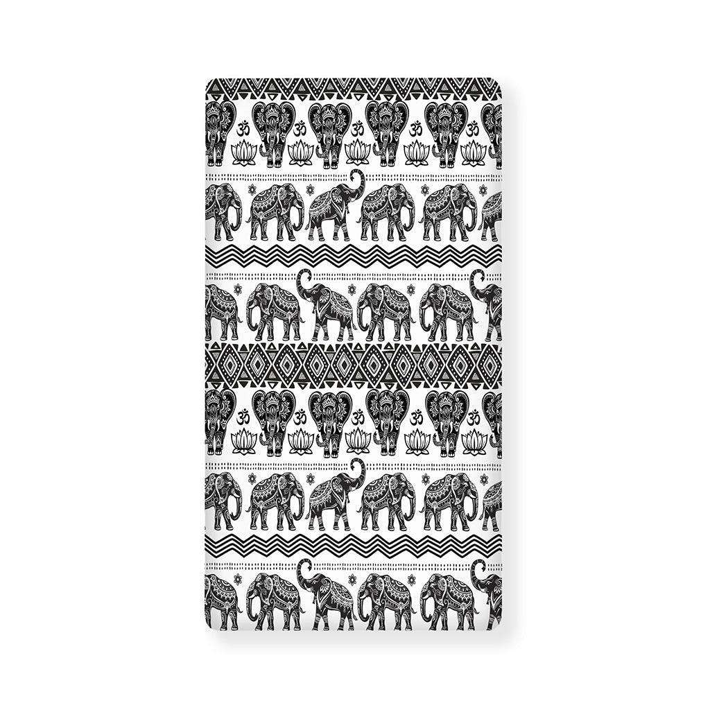 White And Black Indian Elephant Print Baby Crib Sheet