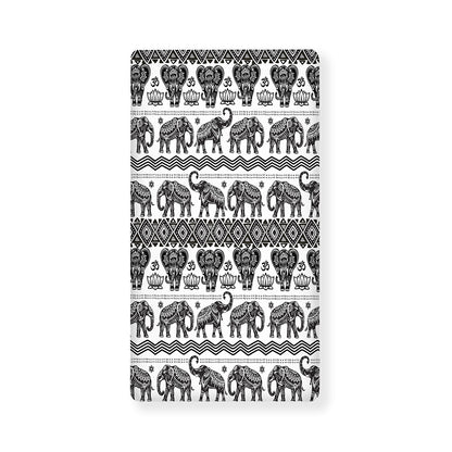 White And Black Indian Elephant Print Baby Crib Sheet