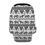 White And Black Indian Elephant Print Baby Seat Cover