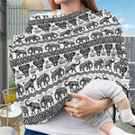 White And Black Indian Elephant Print Baby Seat Cover