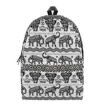 White And Black Indian Elephant Print Backpack
