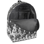 White And Black Indian Elephant Print Backpack