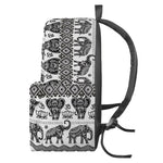 White And Black Indian Elephant Print Backpack