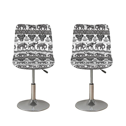 White And Black Indian Elephant Print Bar Stool Covers