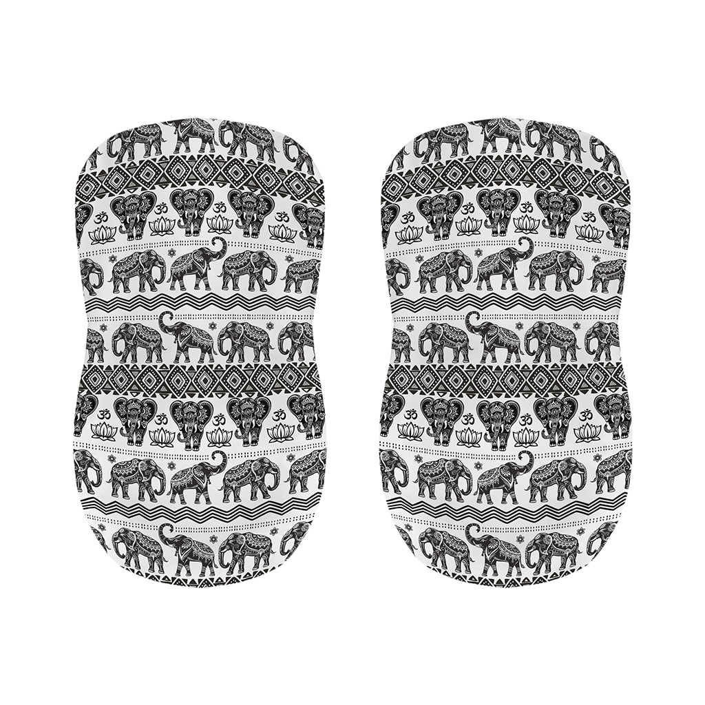White And Black Indian Elephant Print Bar Stool Covers