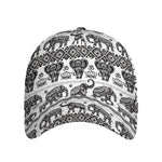 White And Black Indian Elephant Print Baseball Cap
