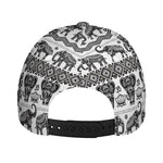 White And Black Indian Elephant Print Baseball Cap