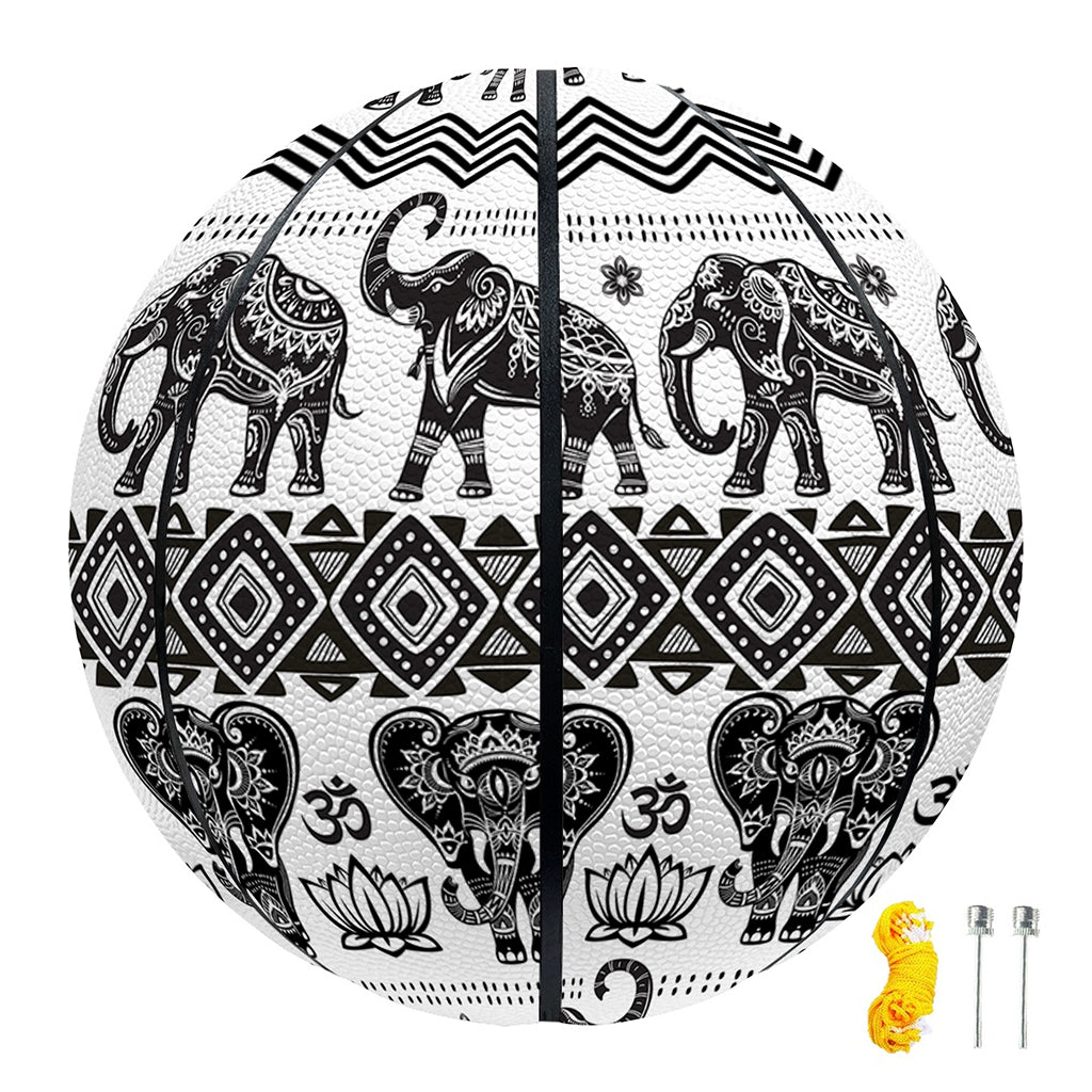White And Black Indian Elephant Print Basketball