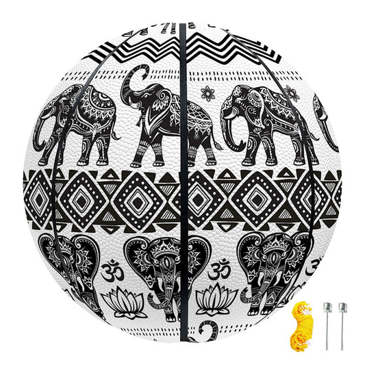 White And Black Indian Elephant Print Basketball
