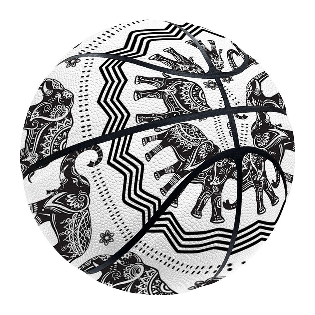 White And Black Indian Elephant Print Basketball