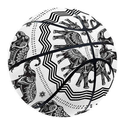 White And Black Indian Elephant Print Basketball