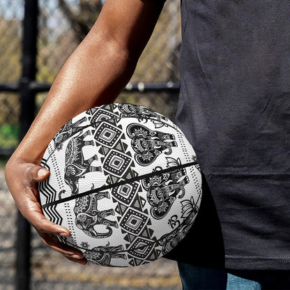 White And Black Indian Elephant Print Basketball