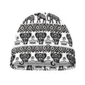 White And Black Indian Elephant Print Beanie