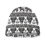White And Black Indian Elephant Print Beanie