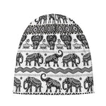 White And Black Indian Elephant Print Beanie