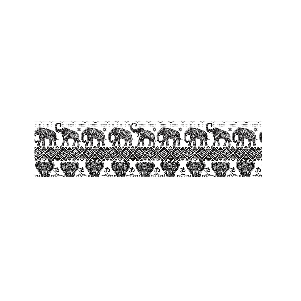 White And Black Indian Elephant Print Bed Runner