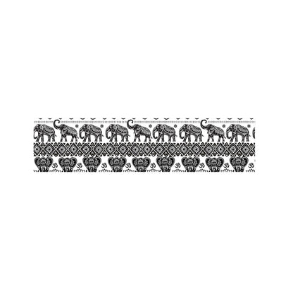 White And Black Indian Elephant Print Bed Runner