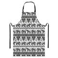 White And Black Indian Elephant Print Bib Apron With Pocket
