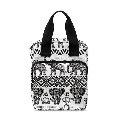 White And Black Indian Elephant Print Bible Tote Bag
