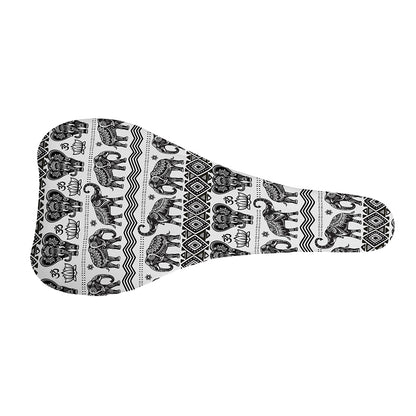 White And Black Indian Elephant Print Bicycle Seat Cover