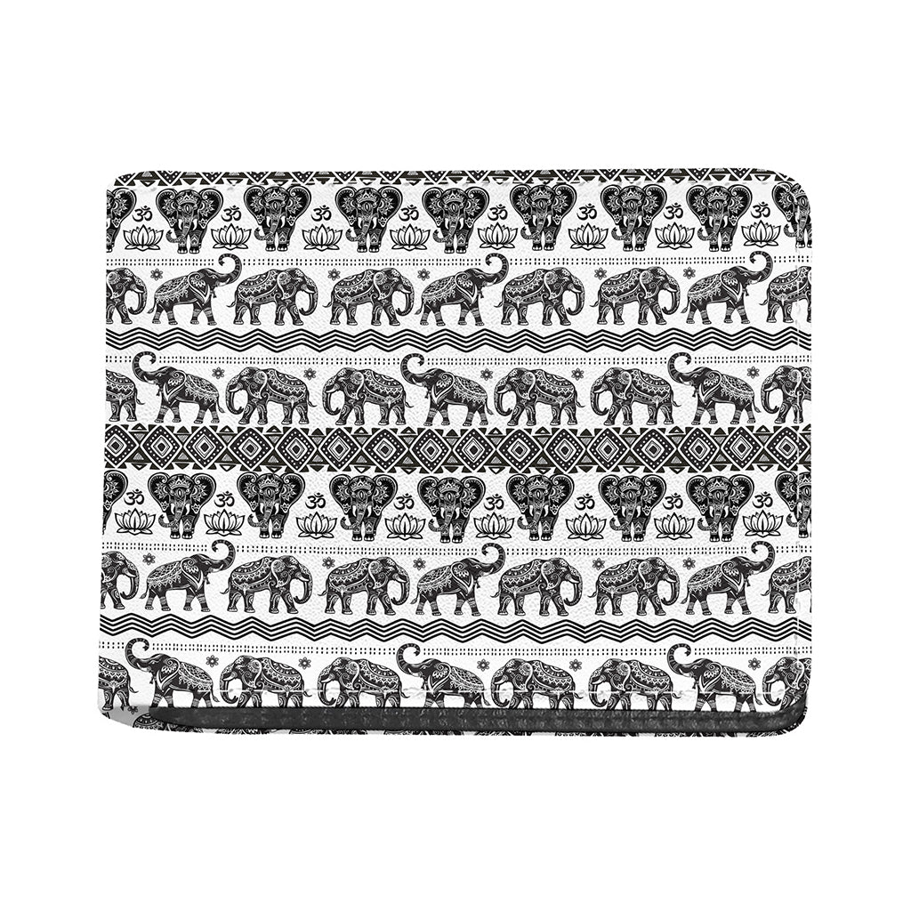 White And Black Indian Elephant Print Bifold Wallet