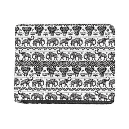 White And Black Indian Elephant Print Bifold Wallet