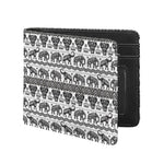 White And Black Indian Elephant Print Bifold Wallet