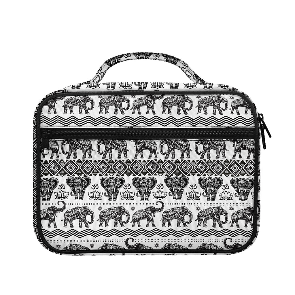 White And Black Indian Elephant Print Briefcase Bible Bag