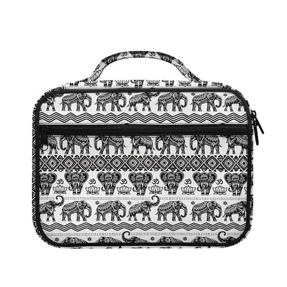 White And Black Indian Elephant Print Briefcase Bible Bag