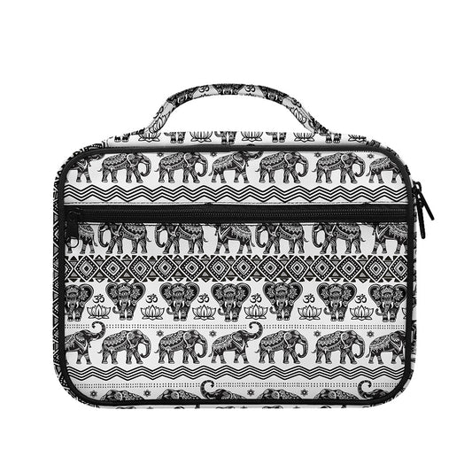 White And Black Indian Elephant Print Briefcase Bible Bag
