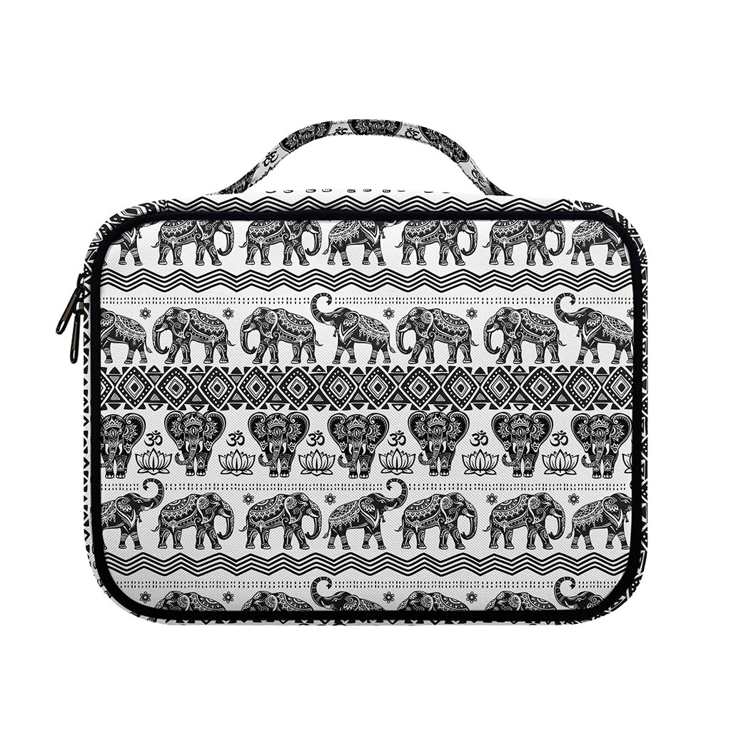 White And Black Indian Elephant Print Briefcase Bible Bag