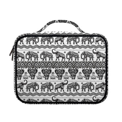 White And Black Indian Elephant Print Briefcase Bible Bag