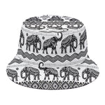 White And Black Indian Elephant Print Bucket Hat