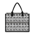 White And Black Indian Elephant Print Canvas Tote Bag