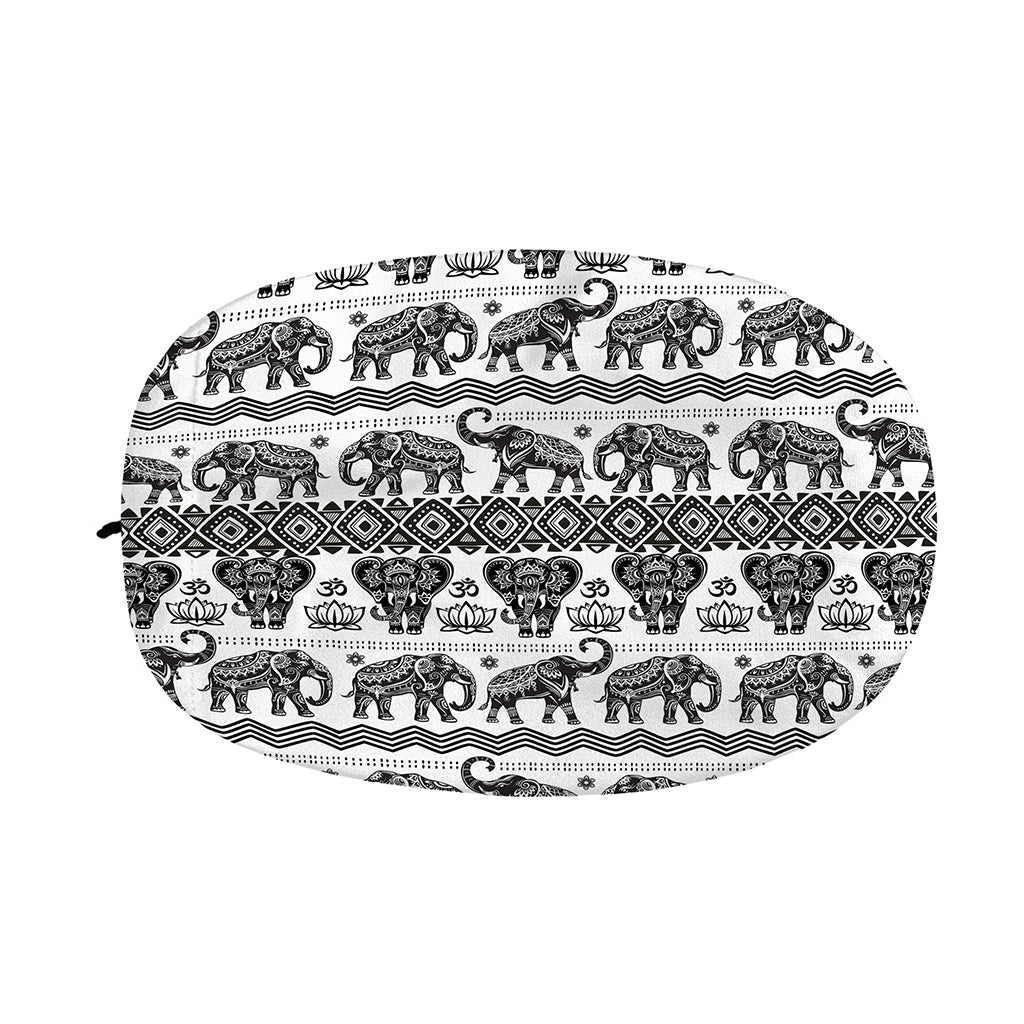 White And Black Indian Elephant Print Car Side Mirror Covers