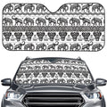 White And Black Indian Elephant Print Car Windshield Sun Shade
