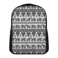 White And Black Indian Elephant Print Casual Backpack