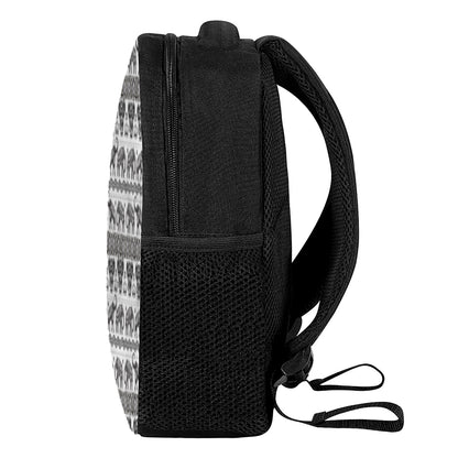 White And Black Indian Elephant Print Casual Backpack