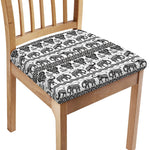 White And Black Indian Elephant Print Chair Cushion Cover