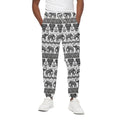 White And Black Indian Elephant Print Cotton Sweatpants