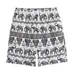 White And Black Indian Elephant Print Cotton Shorts