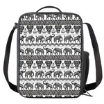 White And Black Indian Elephant Print Crossbody Lunch Bag