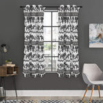 White And Black Indian Elephant Print Curtain
